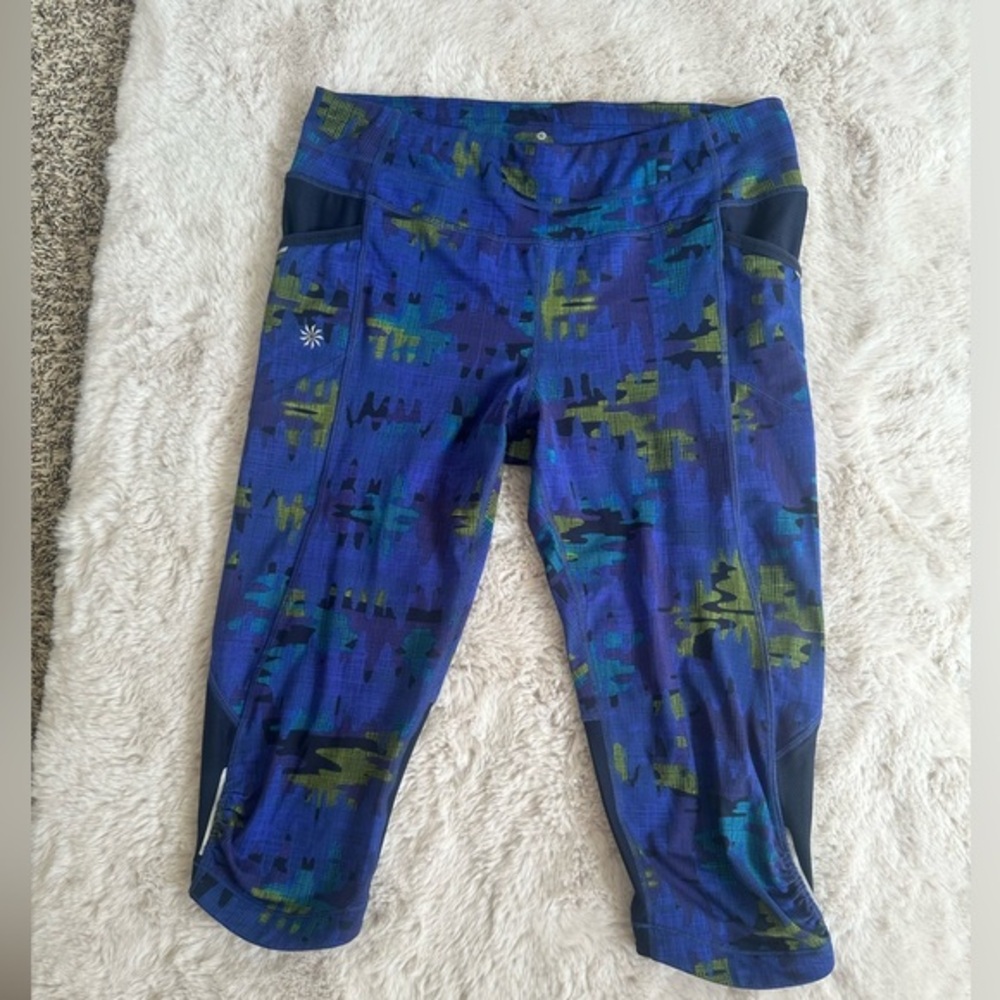 Athleta Blue and Green Abstract Leggings